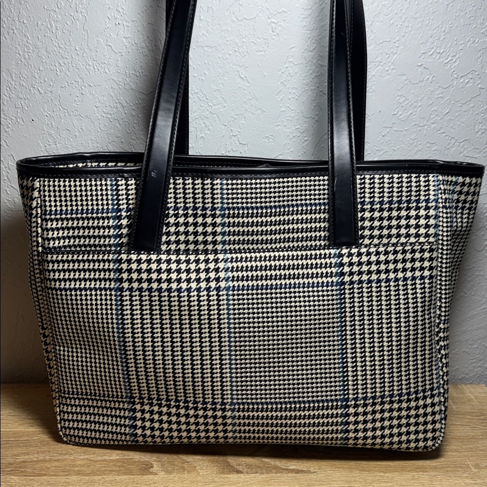 Ralph Lauren Black & White Houndstooth Shoulder Purse Tote Bag - Picture 4 of 11